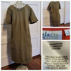 D & Co Active French Terry Dress Olive Green